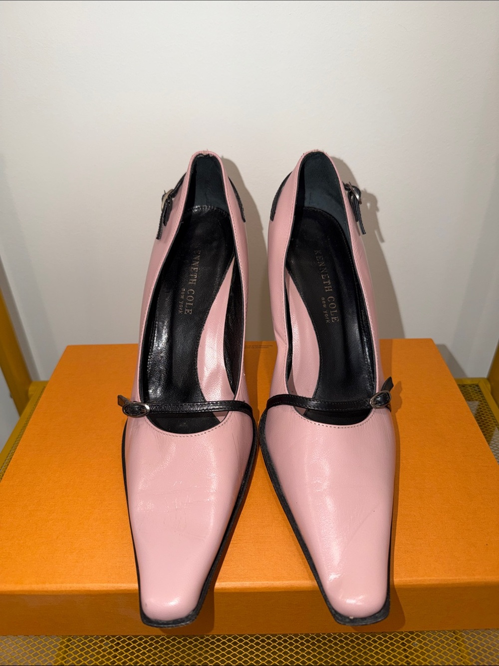 Kenneth Cole Pink and Black Pointed Mary Jane Pumps